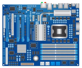 Blue Computer Motherboard Circuit Board Digital Technology Hardware Clipart