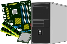 Computer Hardware Components and Desktop PC Tower Technical Equipment Clipart