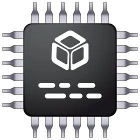 Computer Microprocessor Chip with 3D Cube Logo Electronic Component Clipart