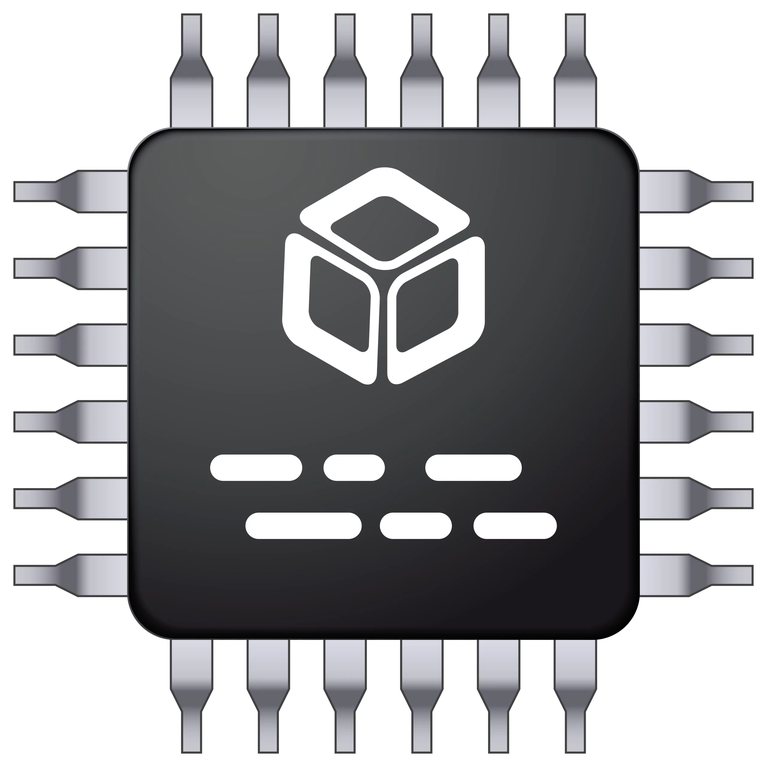 Computer Microprocessor Chip with 3D Cube Logo Electronic Component Clipart