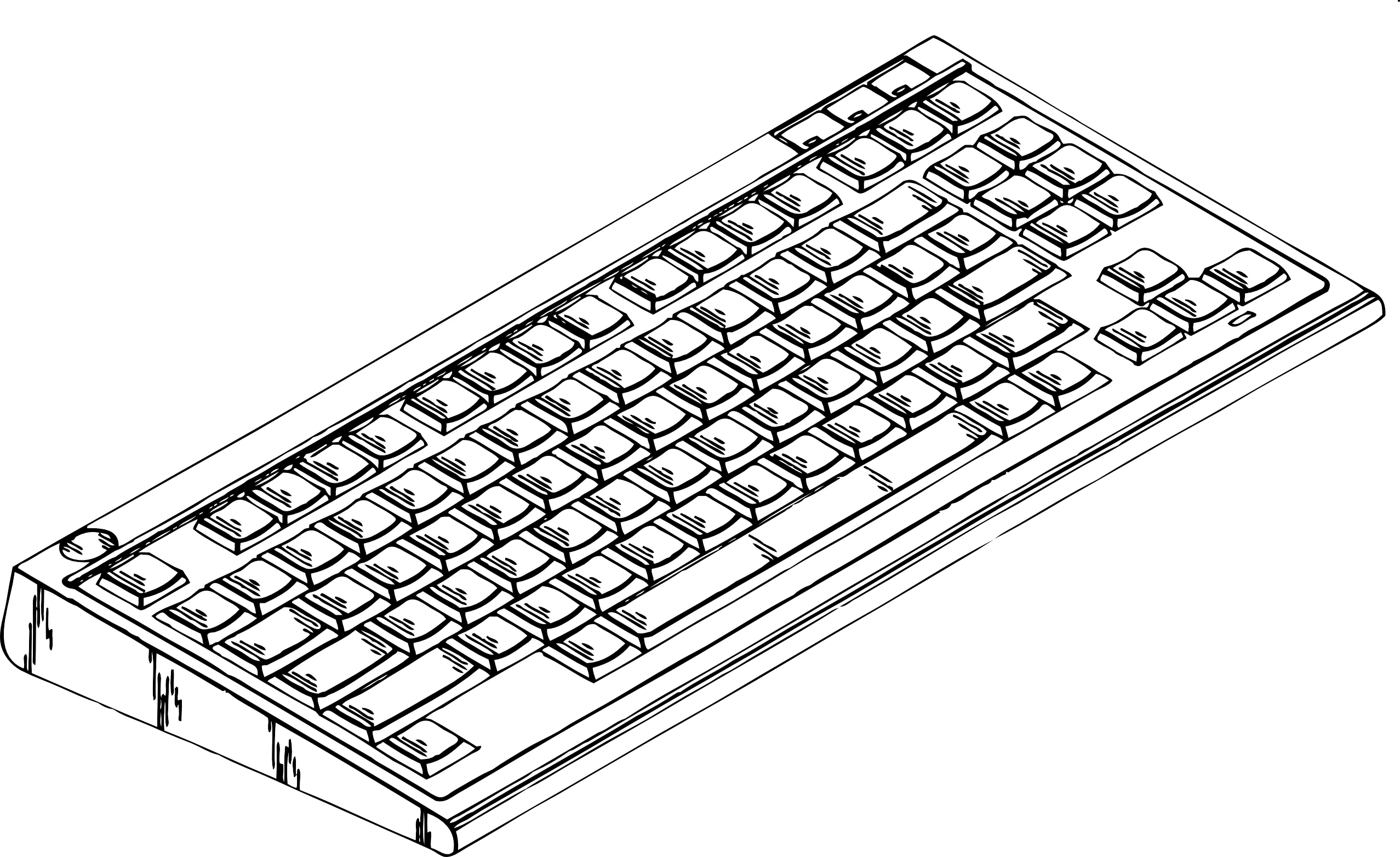 Isometric Computer Keyboard Technical Drawing Schematic Illustration Clipart