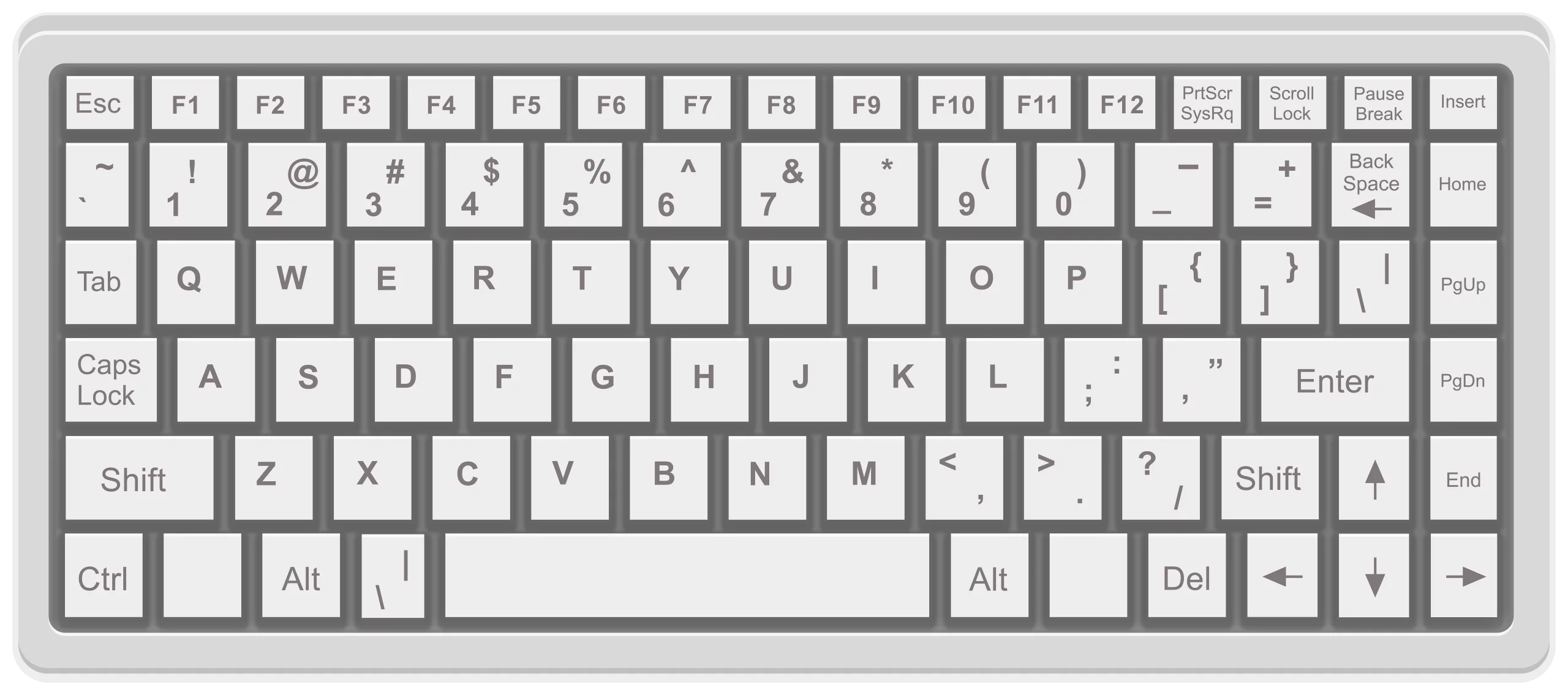 Minimalist White Computer Keyboard Hardware Peripheral Device Clipart for Digital Design