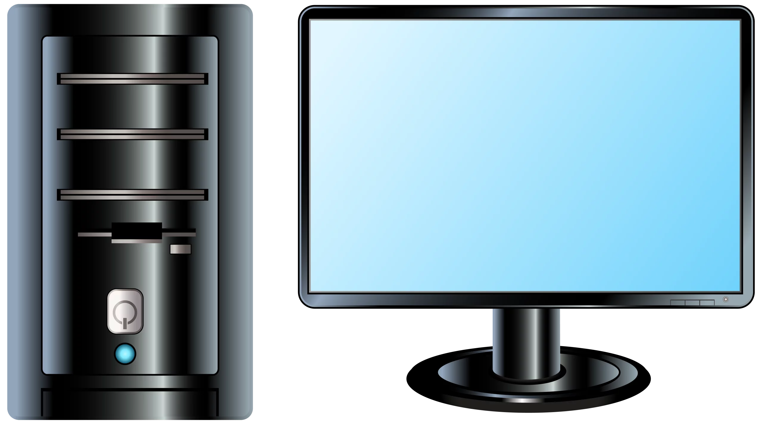 Professional Desktop Computer System Tower and Monitor Clipart for Digital Design