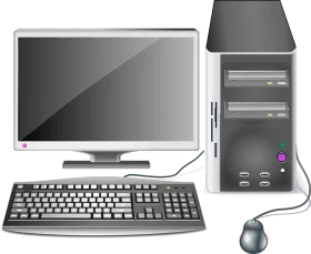 Professional Desktop Computer System with Monitor, Tower and Peripherals Clipart