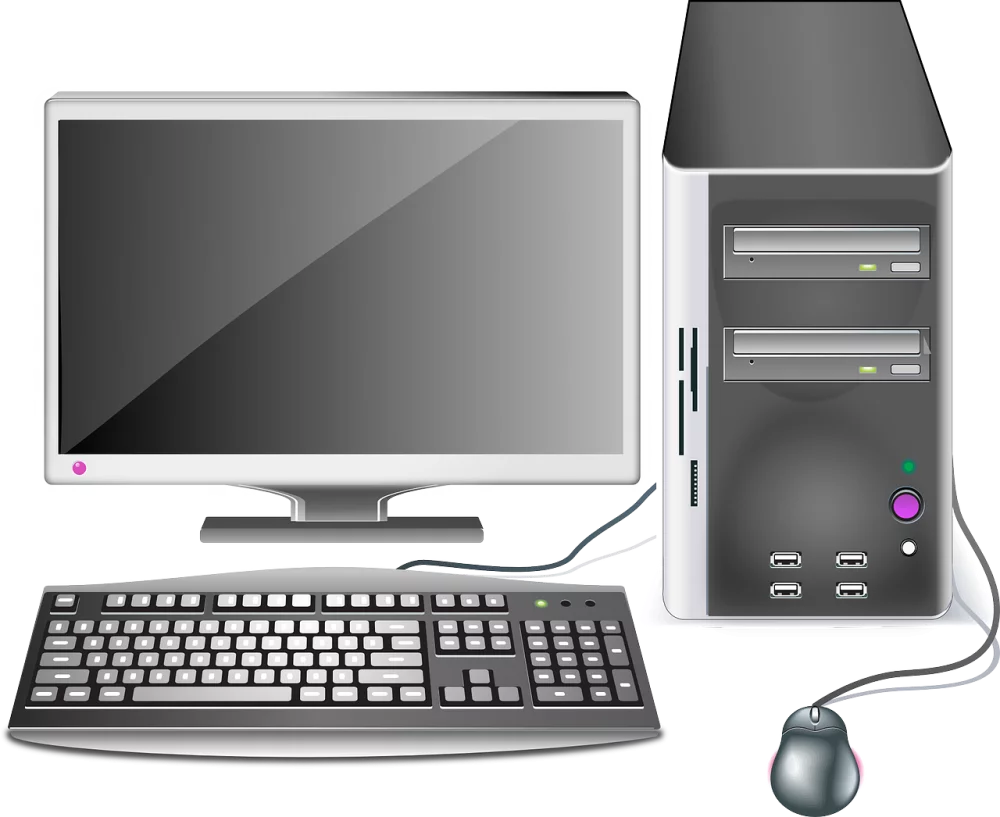 Professional Desktop Computer System with Monitor, Tower and Peripherals Clipart