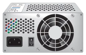 Silver Computer Power Supply Unit (PSU) with Fan and Power Switch Clipart