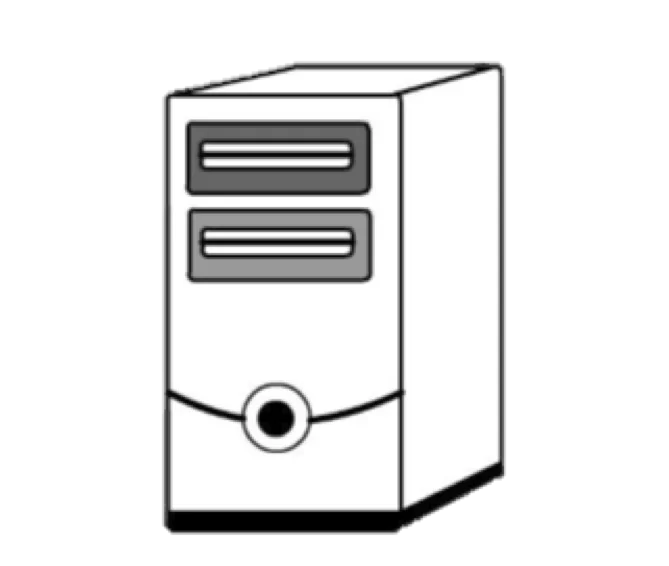 Simple Desktop Computer Tower Case Black and White Line Art Clipart Illustration