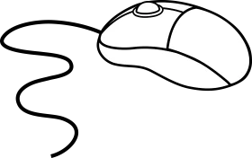 Simple Outline Computer Mouse with Cord Clipart for Digital Illustration Projects