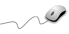 Simple White Computer Mouse with Black Cable Realistic 3D Computer Peripheral Clipart