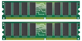 Computer RAM Memory Module Green Circuit Board Digital Hardware Clipart