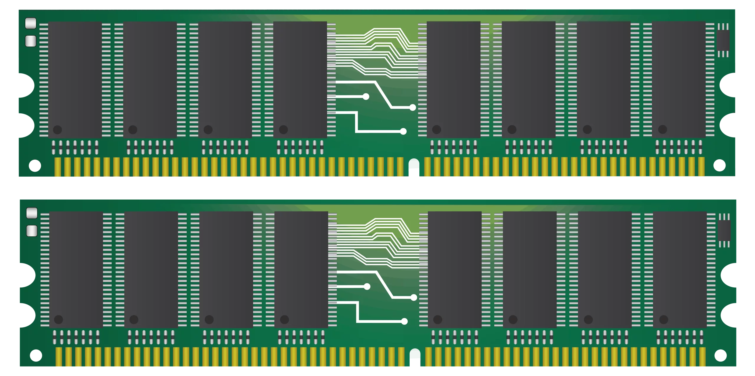 Computer RAM Memory Module Green Circuit Board Digital Hardware Clipart