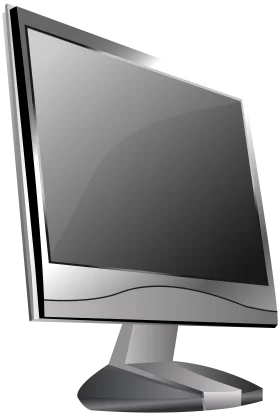 Modern Computer Monitor LCD Display with Silver Frame Digital Technology Clipart