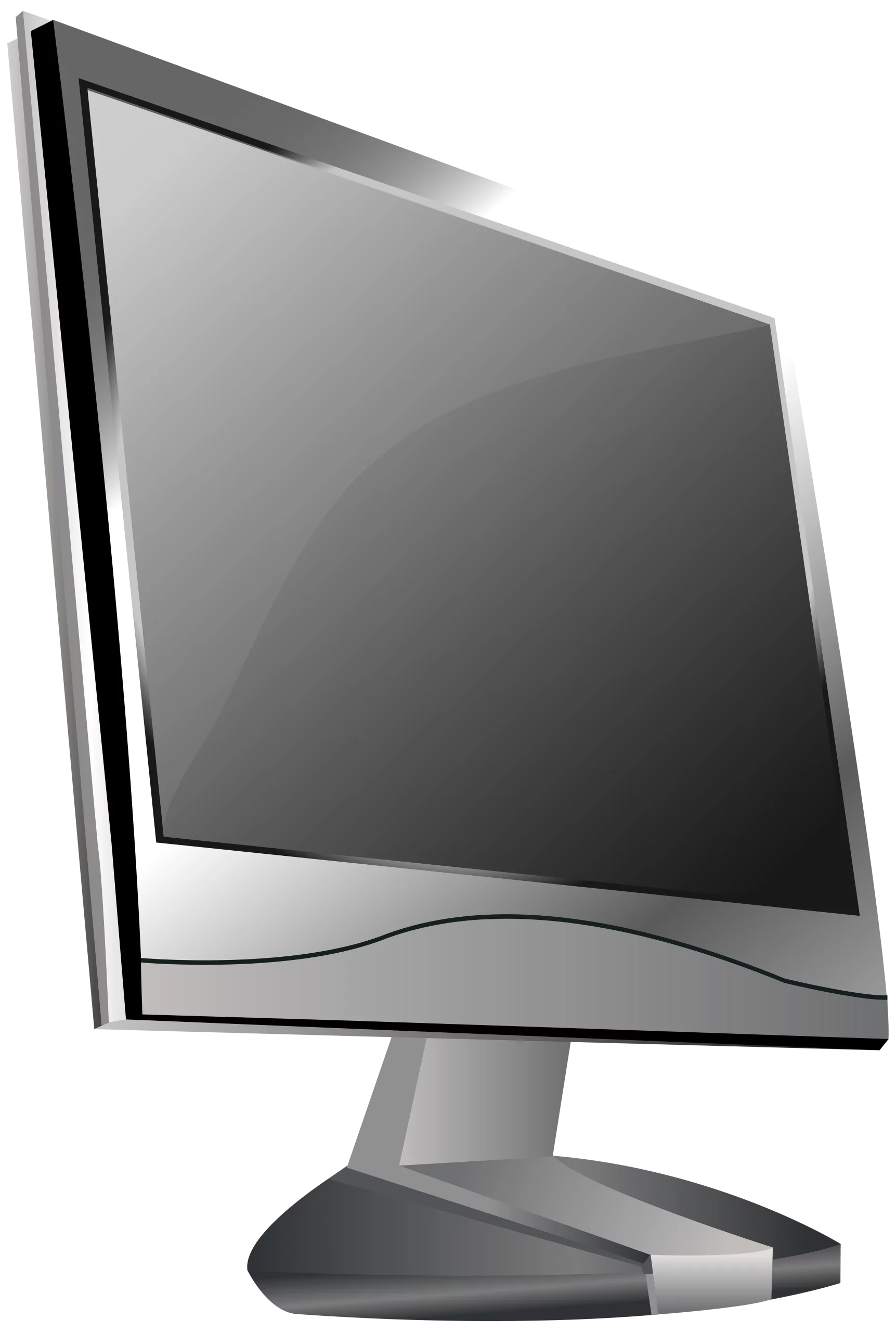 Modern Computer Monitor LCD Display with Silver Frame Digital Technology Clipart