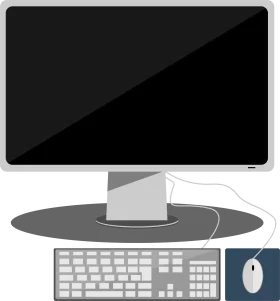 Modern Desktop Computer Monitor with Keyboard and Mouse Clipart Illustration