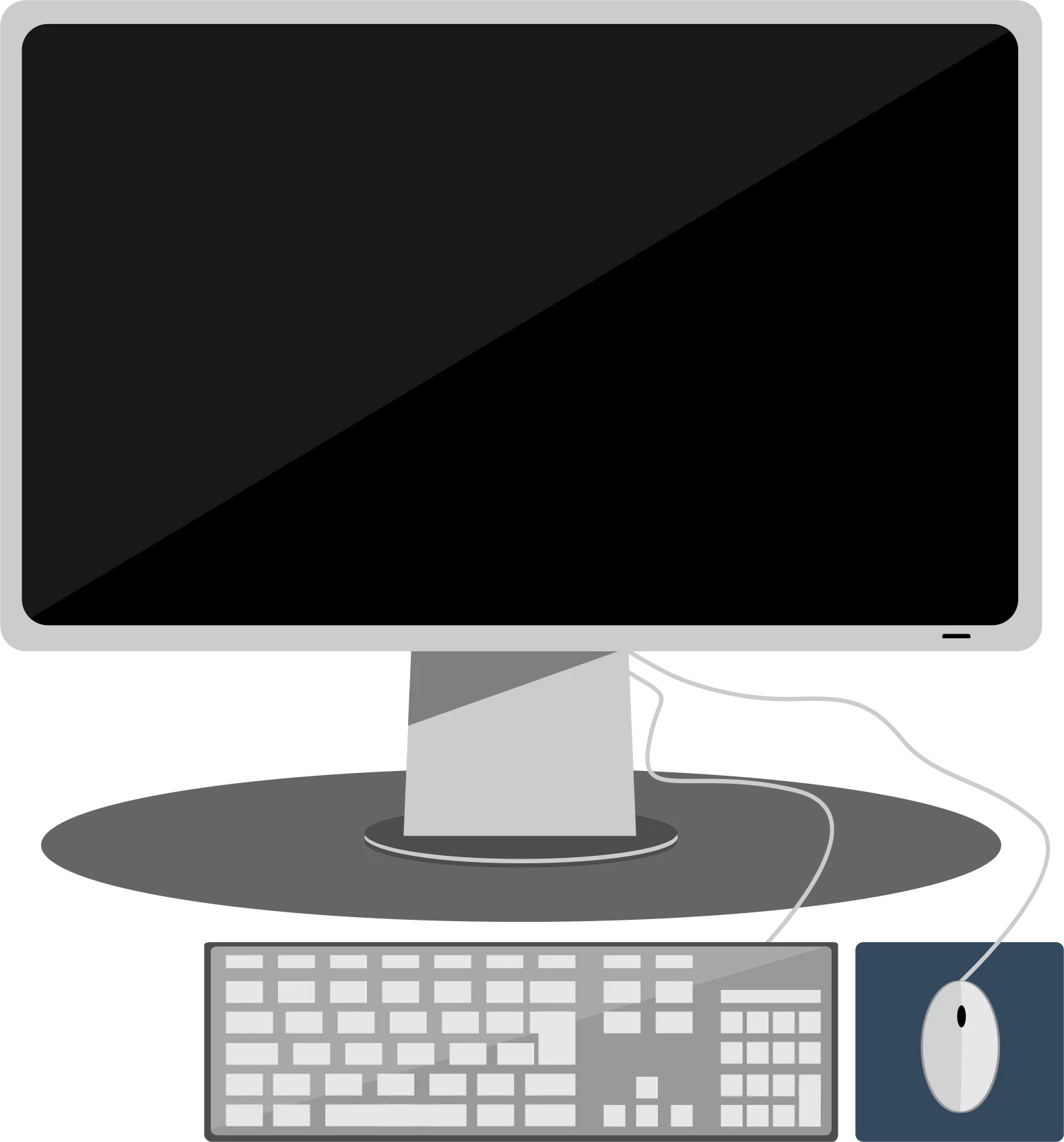 Modern Desktop Computer Monitor with Keyboard and Mouse Clipart Illustration