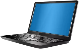 Professional Black Laptop Computer with Blue Screen Display Clipart Illustration