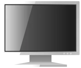 Simple Gray Computer Monitor LCD Display Screen Minimalist Office Tech Clipart