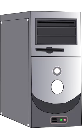 Tower Desktop Computer Case Metallic Grey Silver PC Hardware Clipart