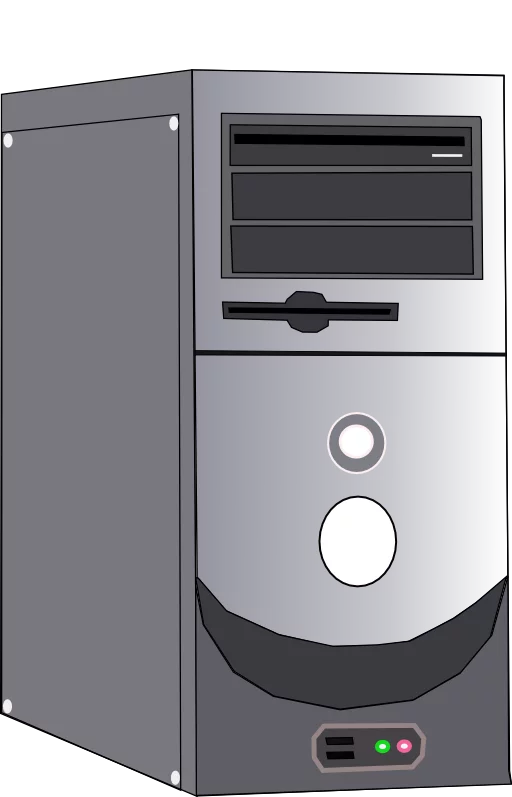 Tower Desktop Computer Case Metallic Grey Silver PC Hardware Clipart