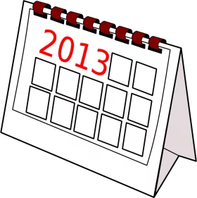 Desktop Calendar Clipart Displaying 2013 Year with Black and Red Color Scheme