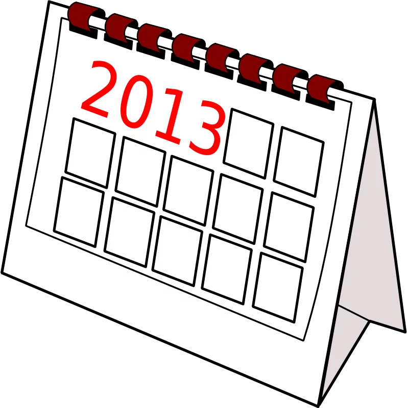 Desktop Calendar Clipart Displaying 2013 Year with Black and Red Color Scheme