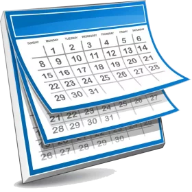 Professional 3D Blue Monthly Planner Calendar Clipart with Flipped Pages Display