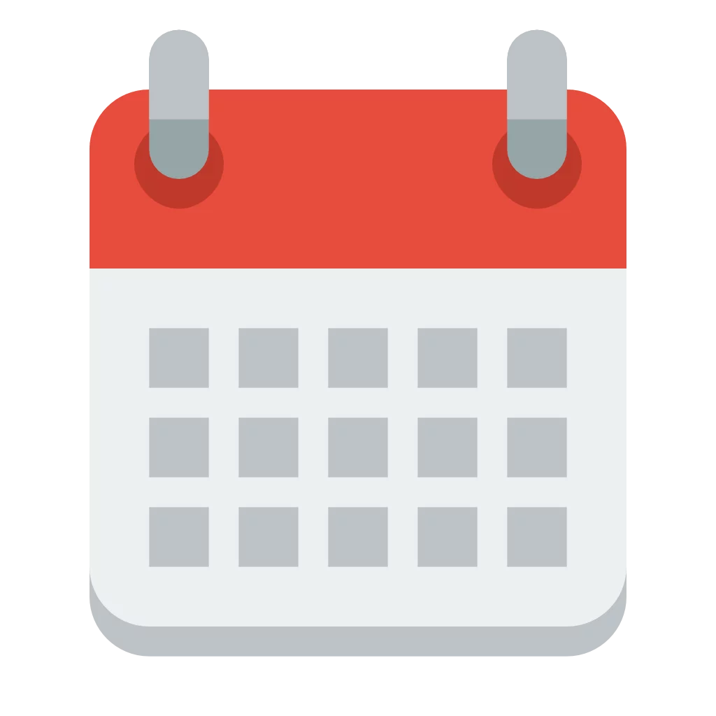 Simple Red and White Calendar Clipart Icon for Schedule Planning and Organization