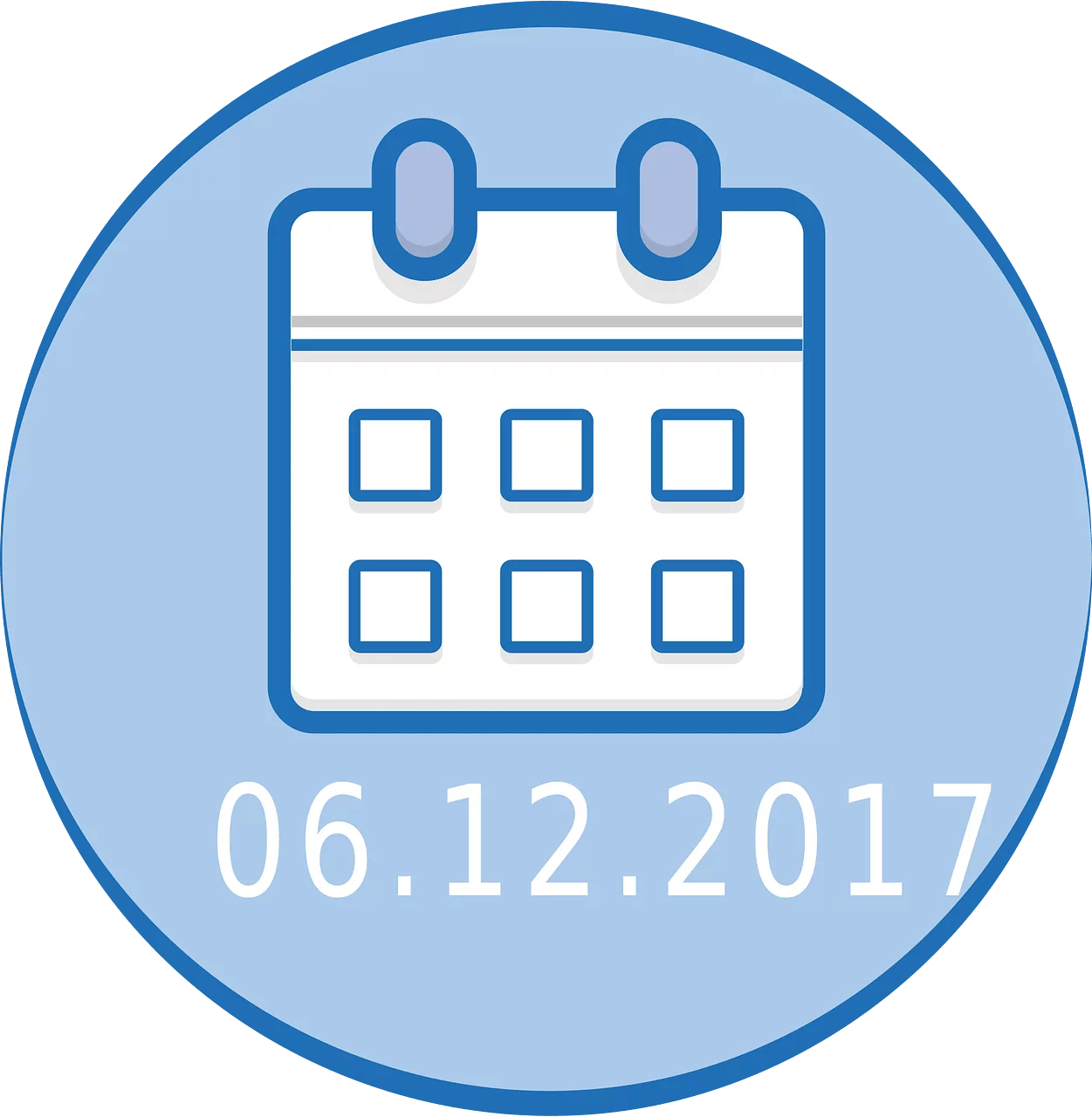 Blue Circle Calendar Date Marker Clipart with December 6th 2017 Appointment Reminder