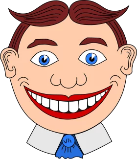 Cheerful Cartoon Character with Red Hair and Wide Grin Clipart Illustration