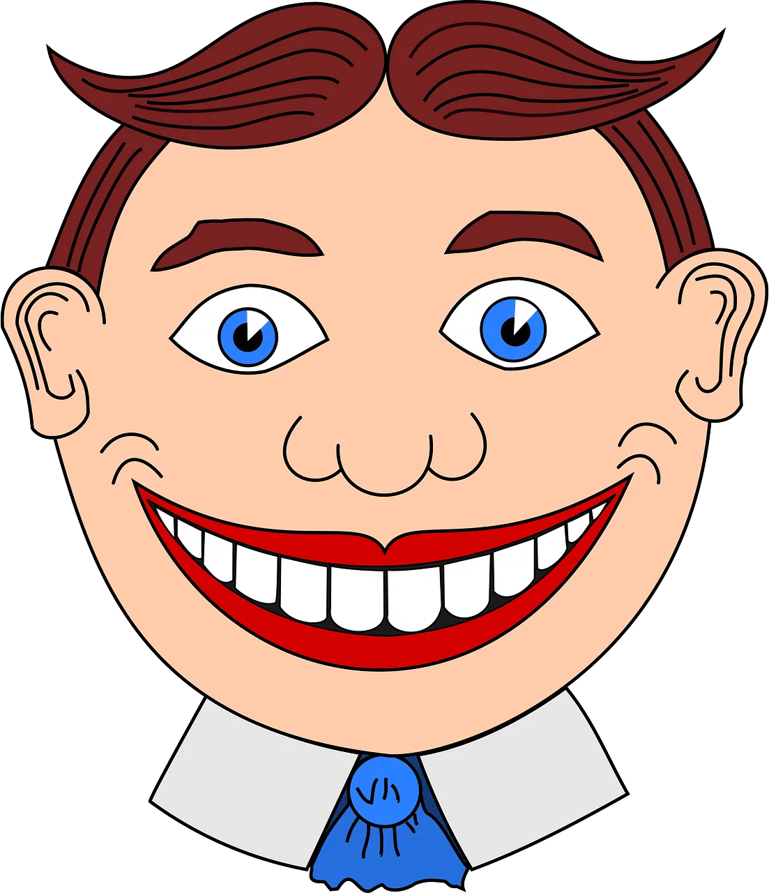 Cheerful Cartoon Character with Red Hair and Wide Grin Clipart Illustration