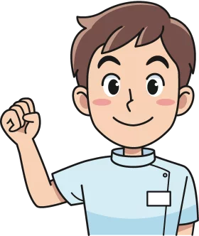 Cheerful Male Healthcare Worker Raising Fist in Determination Cartoon Clipart