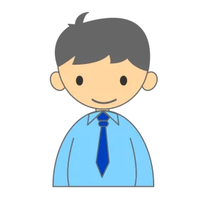 Cute Professional Boy Character in Light Blue Shirt with Dark Blue Tie Clipart