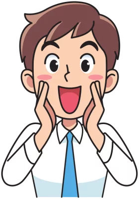 Excited Business Professional with Open Mouth and Rosy Cheeks Cartoon Clipart