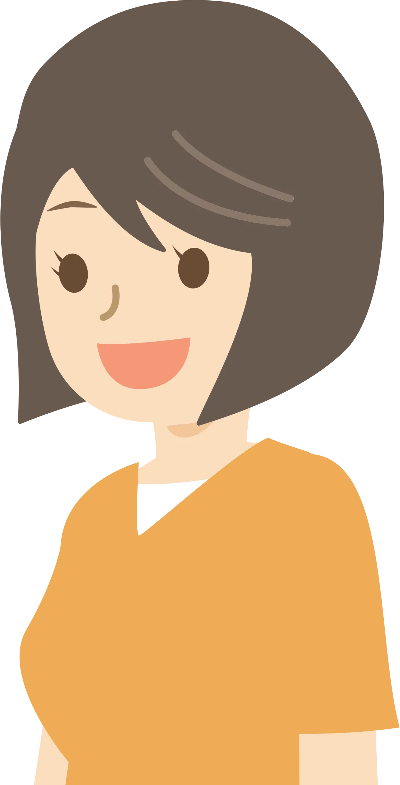 Friendly Cartoon Person with Bob Hairstyle in Orange Shirt Clipart Illustration