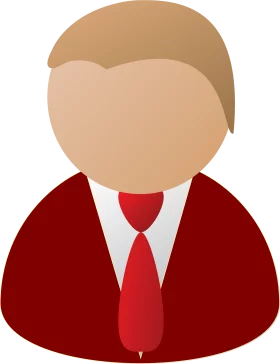 Professional Business Person Avatar Icon in Red Suit with Tie Clipart