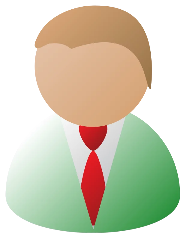 Professional Business Person Avatar with Red Tie and Green Jacket Clipart