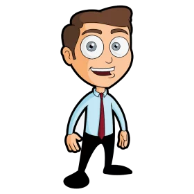 Professional Businessman Character with Big Eyes and Light Blue Shirt Clipart