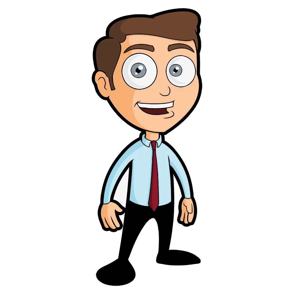 Professional Businessman Character with Big Eyes and Light Blue Shirt Clipart