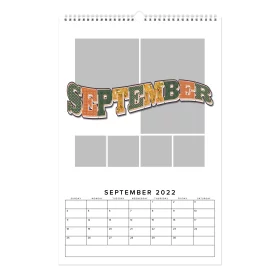 September 2022 Monthly Calendar Clipart with Decorative Autumn Typography Design