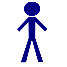 Simple Stick Figure Person Silhouette in Dark Blue Color Minimalist Clipart