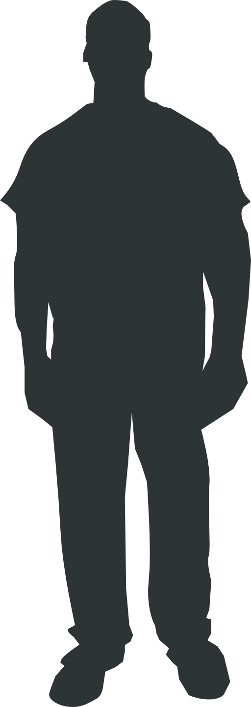 Standing Human Silhouette Dark Figure Male Person Shadow Outline Clipart