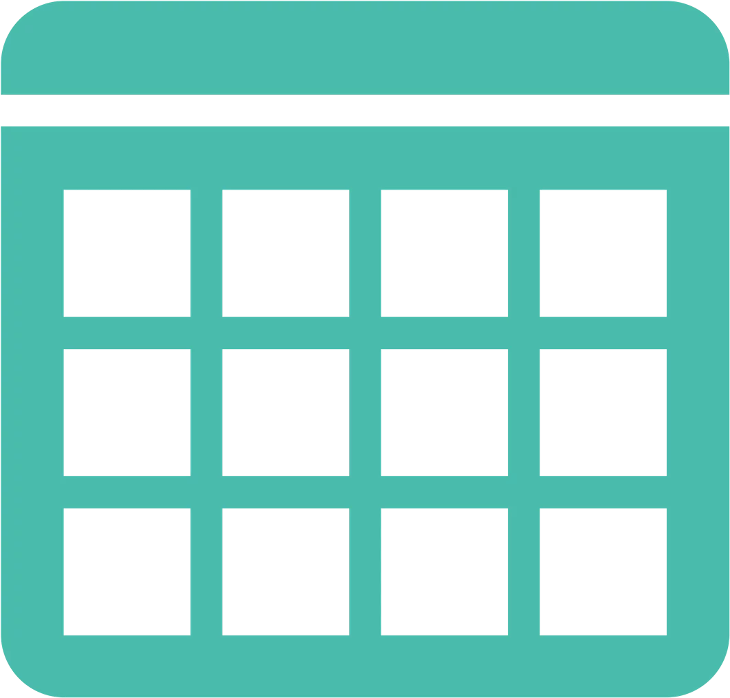 Teal Calendar Grid Clipart for Schedule Planning and Organizational Design