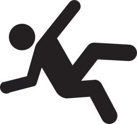 Black Silhouette Person Falling or Slipping Hazard Warning Symbol Clipart