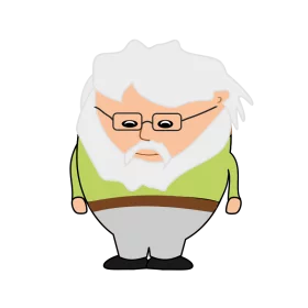 Elderly Professor Character with White Hair and Glasses in Cartoon Clipart Style