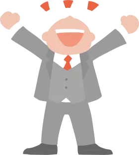 Excited Business Professional in Gray Suit Celebrating Success Clipart