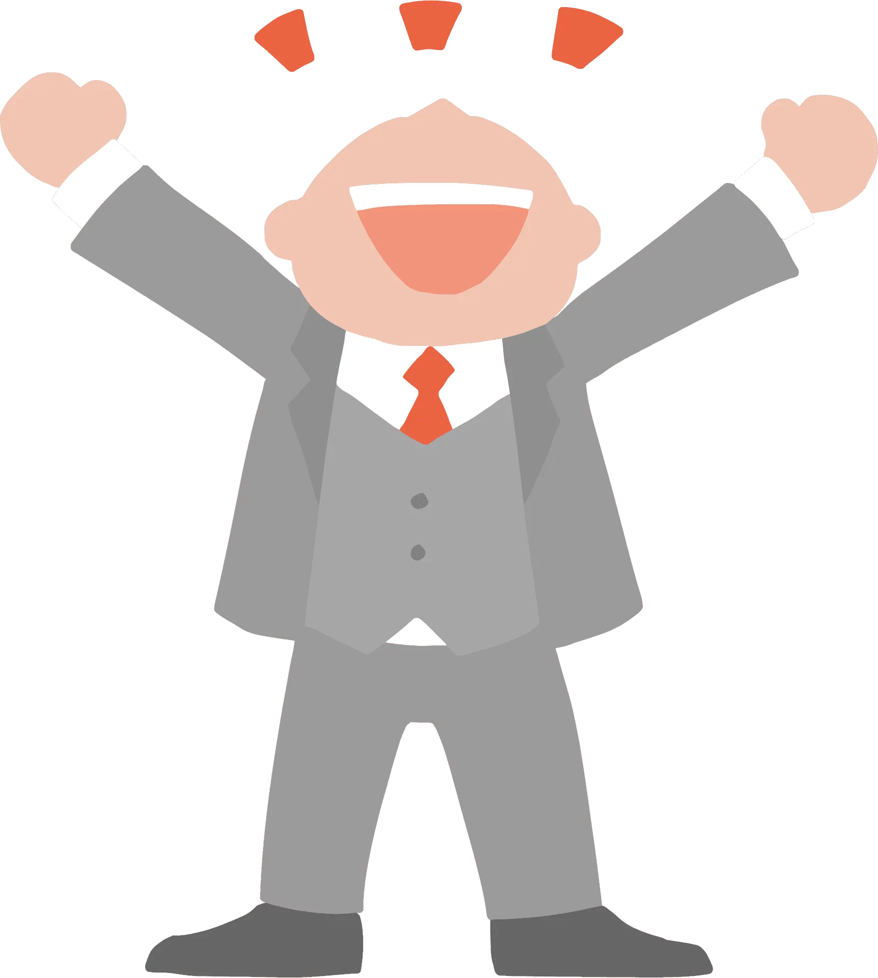 Excited Business Professional in Gray Suit Celebrating Success Clipart