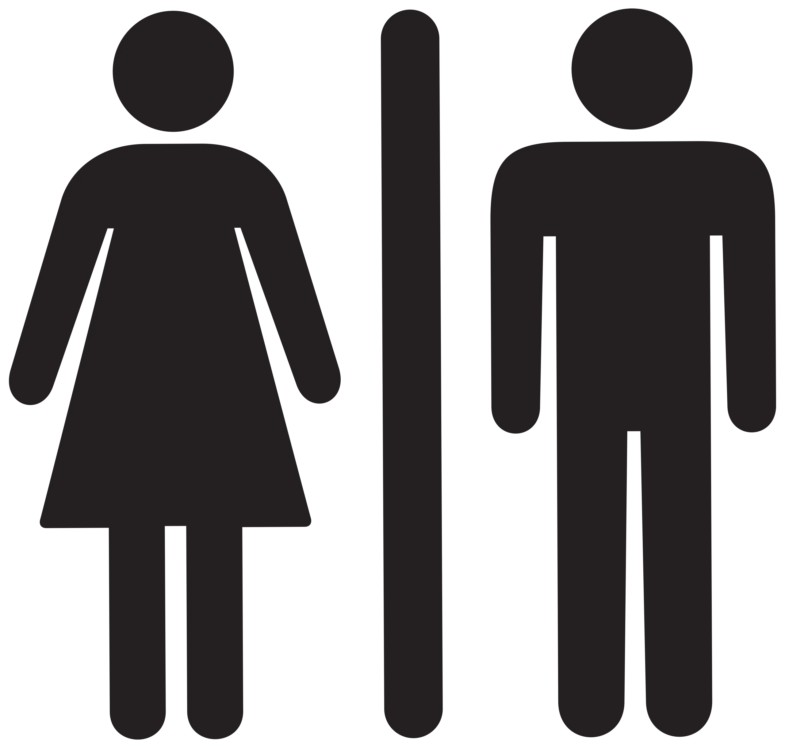 Male and Female Restroom Symbols Silhouette Bathroom Gender Signs Clipart Design