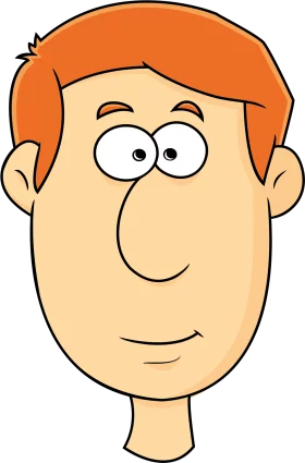 Cartoon Man with Orange Hair and Big Eyes Smiling Face Character Clipart