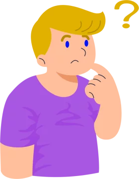 Confused Person in Purple Shirt with Yellow Hair Question Mark Clipart