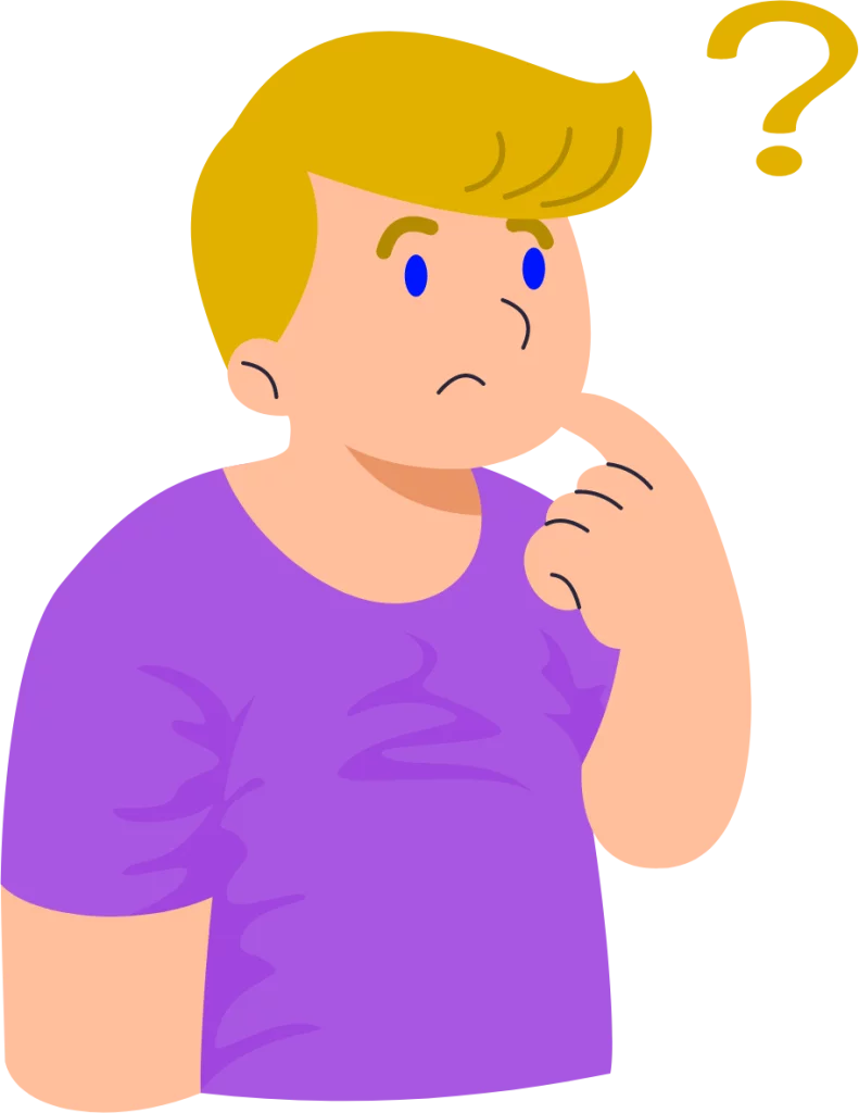 Confused Person in Purple Shirt with Yellow Hair Question Mark Clipart